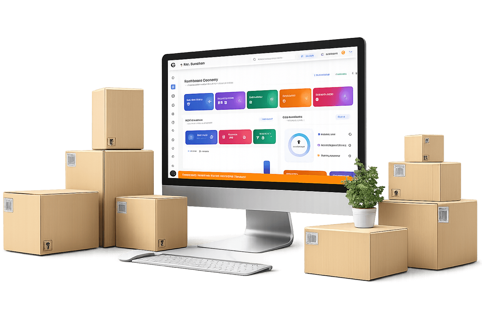 Shipment tracking dashboard with parcels